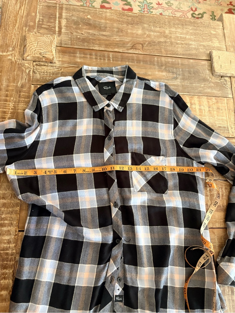 Rails Hunter Plaid Button Down Shirt Onyx Periwinkle Blush Large - Picture 10 of 11